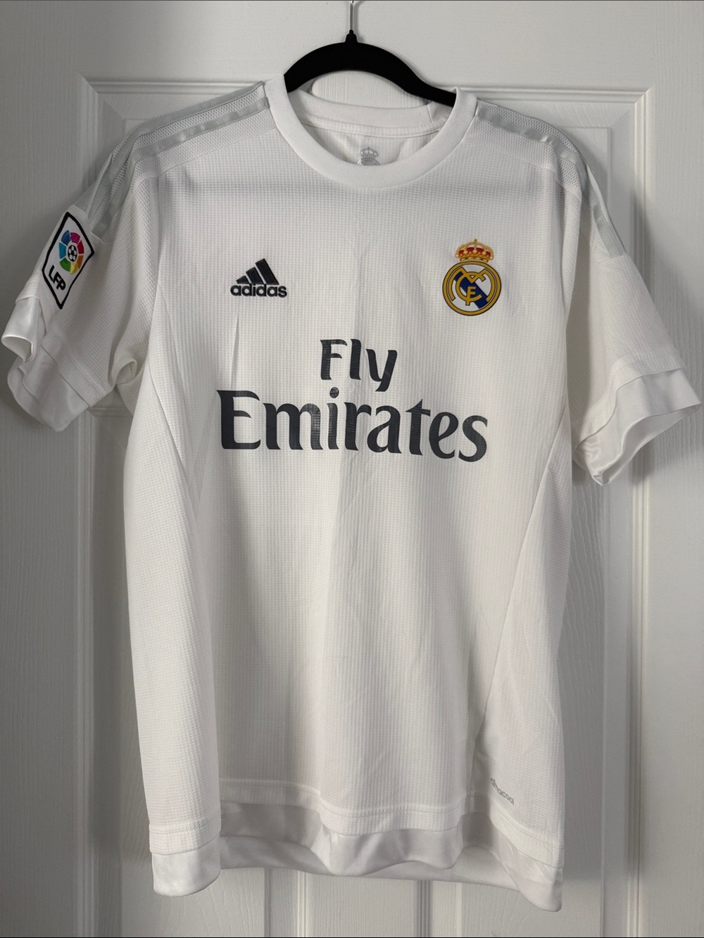 adidas White Real Madrid Fly Emirates Men’s Soccer Jersey
